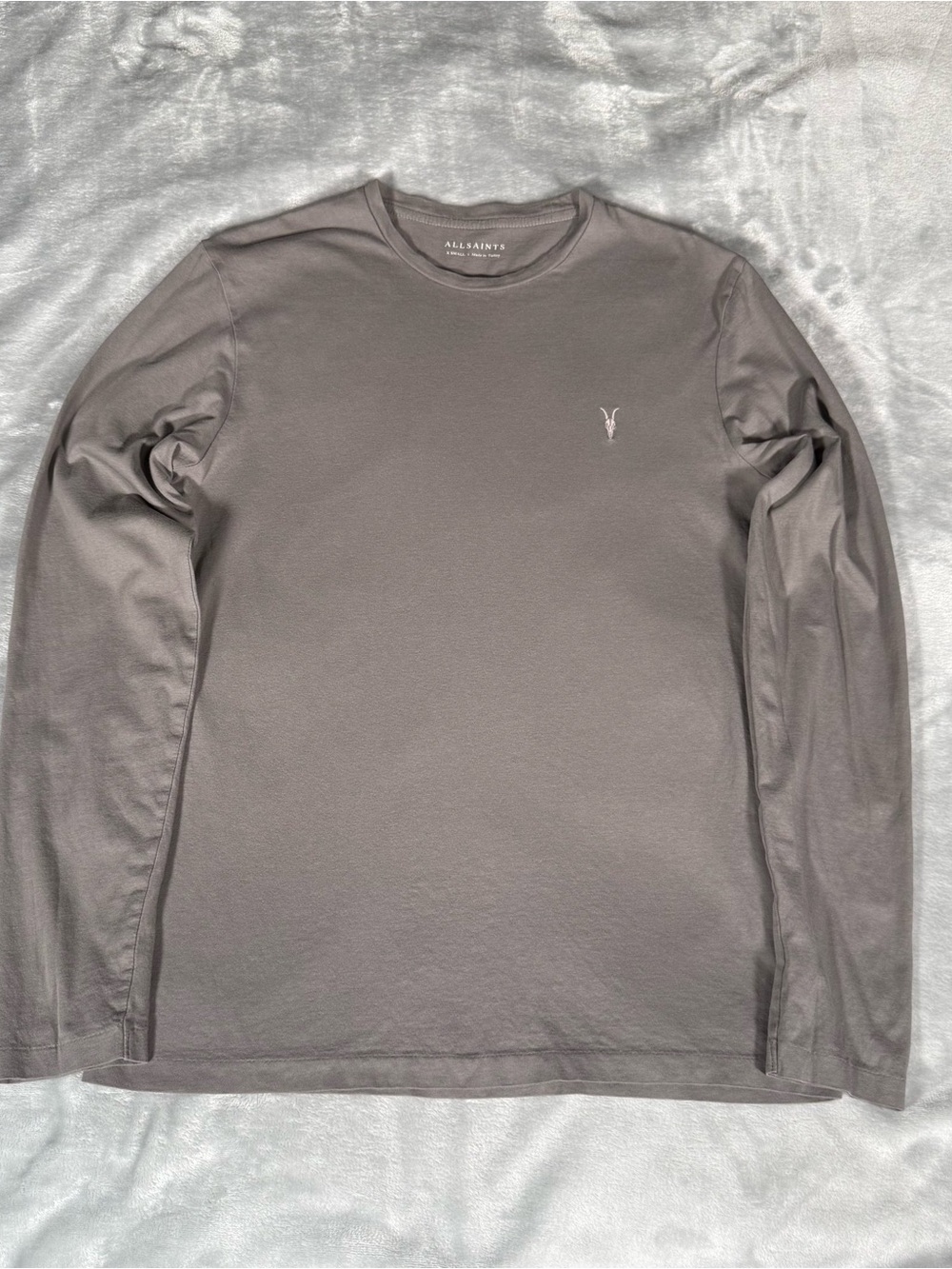 AllSaints Crewneck T Shirt Mens XS Oversized Fit Long Sleeve Lightweight Gray